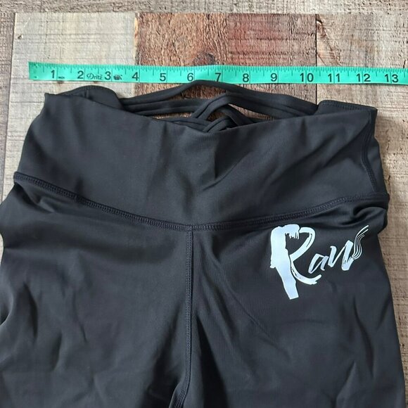 Womens Black Raw Activewear Set With Crisscross Crop Top & High Waist Leggings - Picture 4 of 10